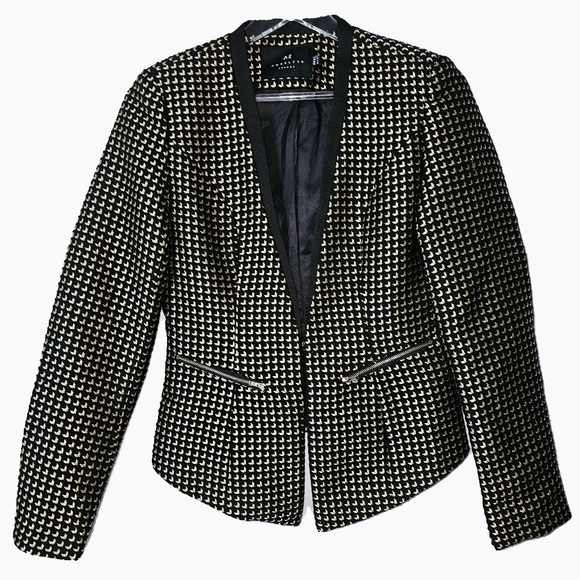 ▪︎ ANGELEYE ▪︎ LONDON ▪︎ Tweed Gold and Black Woven Blazer - Picture 1 of 10